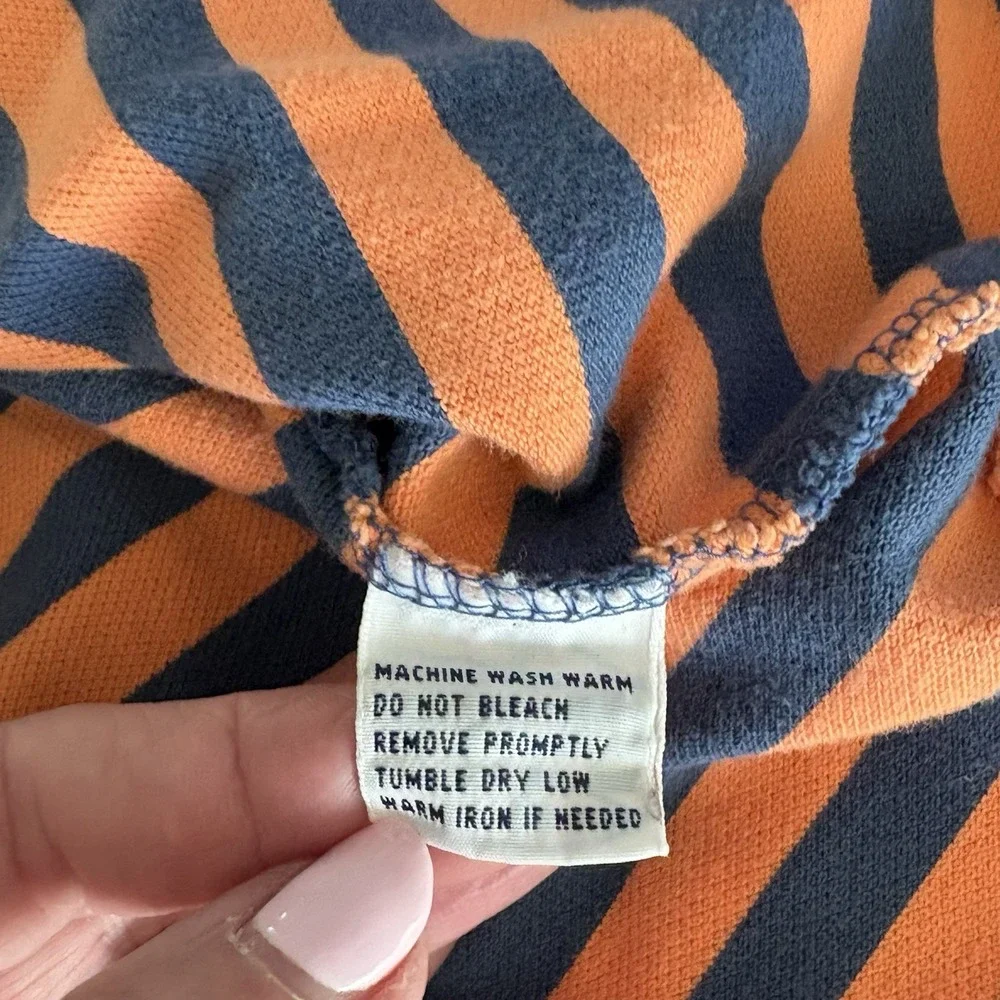 Vintage Ralph Lauren Polo Orange Blue Striped Polo Shirt Mens Large Pony Preppy